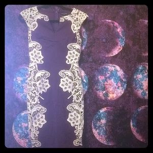 MODCLOTH purple sheath dress with white lace trim